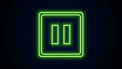 Glowing neon line Pause button icon isolated on black background. 4K Video Stock Footage 141959951
