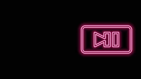 Glowing neon line Pause button icon isolated on black background. 4K Video Stock Footage 156435641