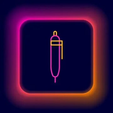 Glowing neon line Pen icon isolated on black background. Colorful outline Stock Illustration