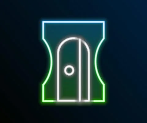 Glowing neon line Pencil sharpener icon isolated on black background. Colorful Stock Illustration