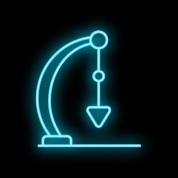 Glowing neon line pendulum icon isolated on black background. Vector illust.. Stock Illustration