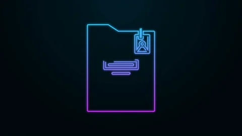 Glowing neon line Personal folder icon isolated on black background. 4K Video Video stock 140056515