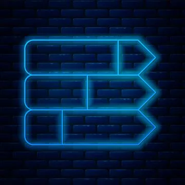 Glowing neon line Pie chart infographic icon isolated on brick wall backgro.. Stock Illustration