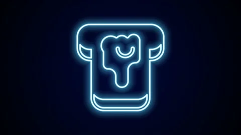 Glowing neon line Piece of bread with honey icon isolated on black background Stock Footage 227336275