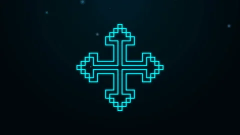 Glowing neon line Pixel arrows in four directions icon isolated on black Stock Footage 139499701