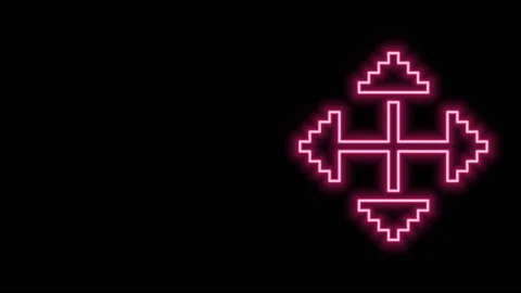 Glowing neon line Pixel arrows in four directions icon isolated on black Stock Footage 140888327