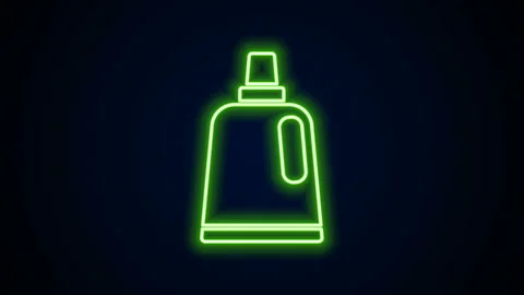 Glowing neon line Plastic bottle for laundry detergent, bleach, dishwashing Stock Footage 142290437