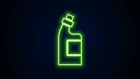 Glowing neon line Plastic bottle for laundry detergent, bleach, dishwashing Stock Footage 144416195
