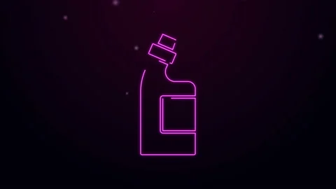 Glowing neon line Plastic bottle for laundry detergent, bleach, dishwashing Stock Footage 144453526