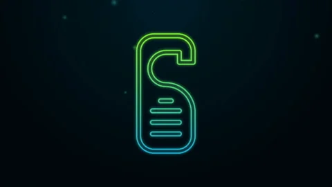 Glowing neon line Please do not disturb icon isolated on black background. Hotel Stock Footage 142844960