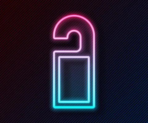 Glowing neon line Please do not disturb icon isolated on black background. Hotel Stock Illustration