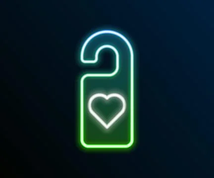 Glowing neon line Please do not disturb with heart icon isolated on black Stock Illustration