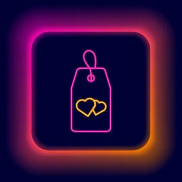 Glowing neon line Please do not disturb with heart icon isolated on black b.. Stock Illustration