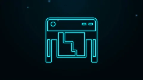 Glowing neon line Plotter icon isolated on black background. Large format Vídeos de archivo 139728081