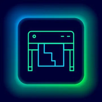 Glowing neon line Plotter icon isolated on black background. Large format Illustrazione stock