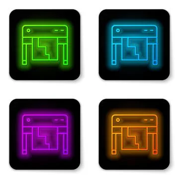 Glowing neon line Plotter icon isolated on white background. Large format Stock Illustration