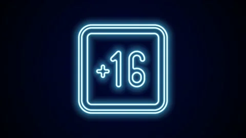 Glowing neon line Plus 16 movie icon isolated on black background. Adult content Stock-Footage 227325583