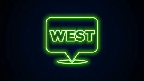 Glowing neon line Pointer to wild west icon isolated on black background Stock Footage 142290946