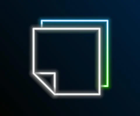 Glowing neon line Post note stickers icon isolated on black background. Sticky Stock Illustration