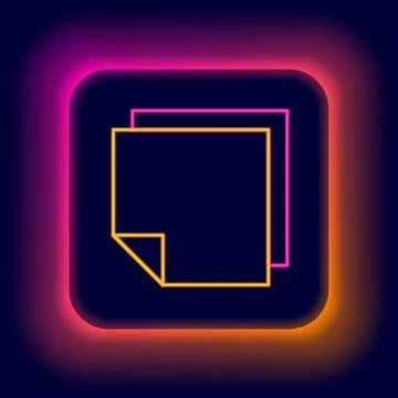 Glowing neon line Post note stickers icon isolated on black background. Sticky Stock Illustration