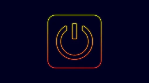Glowing neon line Power button icon isolated on blue background. Start sign. 4K Stock Footage 227215996