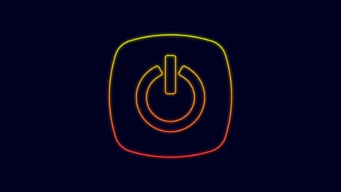 Glowing neon line Power button icon isolated on blue background. Start sign. 4K Stock Footage 227243280
