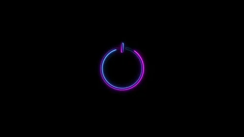 Glowing neon line Power button icon on black background. Stock Footage 293483232