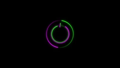 Glowing neon line Power button icon on black background. Stock Footage 293483242