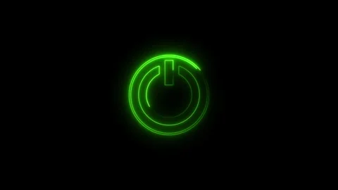 Glowing neon line Power on off button icon isolated on black background. sc.. Stock Footage 301701895