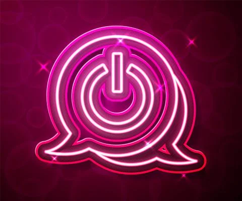Glowing neon line Power button icon isolated on red background. Start sign Illustrazione stock