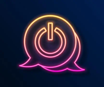 Glowing neon line Power button icon isolated on black background. Start sign Stock Illustration