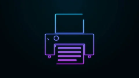 Glowing neon line Printer icon isolated on black background. 4K Video motion Stock Footage 139946680