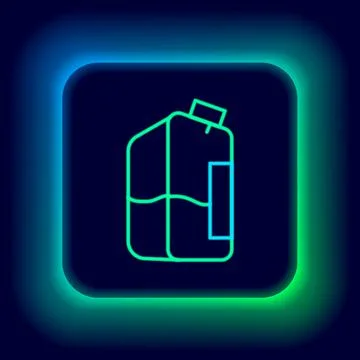 Glowing neon line Printer ink bottle icon isolated on black background. Colorful Stockillustratie