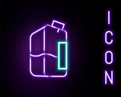 Glowing neon line Printer ink bottle icon isolated on black background. Colorful Stock Illustration