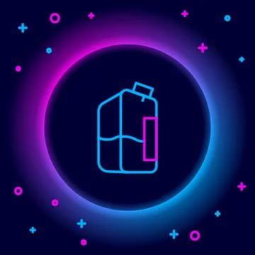 Glowing neon line Printer ink bottle icon isolated on black background. Colorful Illustrazione stock