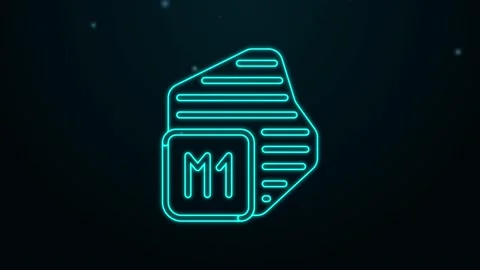 Glowing neon line Processor icon isolated on black background. CPU, central Stock Footage 155481453