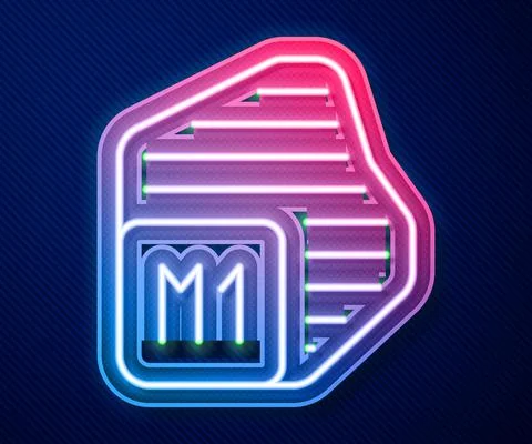 Glowing neon line Processor icon isolated on blue background. CPU, central イラスト素材