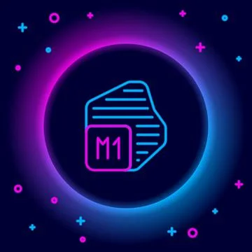 Glowing neon line Processor icon isolated on black background. CPU, central イラスト素材