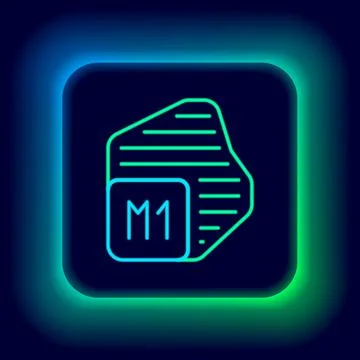 Glowing neon line Processor icon isolated on black background. CPU, central イラスト素材