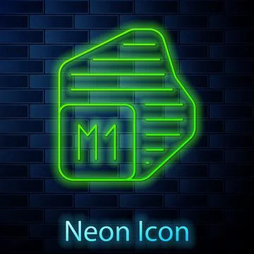 Glowing neon line Processor icon isolated on brick wall background. CPU, central イラスト素材