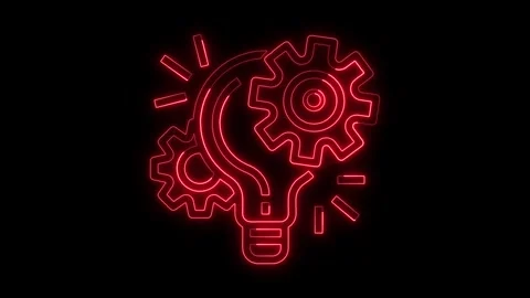Glowing neon line Project management icon with Light bulb and gear icon animatio Stock Footage 301104537