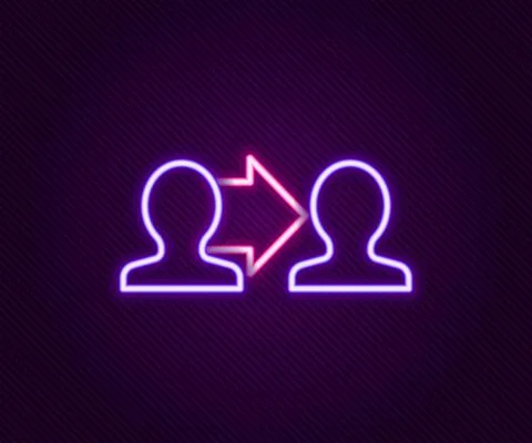 Glowing neon line Project team base icon isolated on black background. Business Stock Illustration