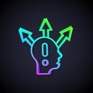 Glowing neon line Project team base icon isolated on black background. Business Stockillustratie
