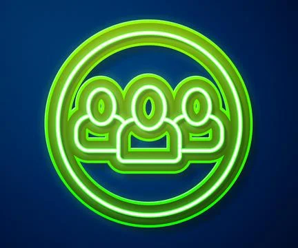 Glowing neon line Project team base icon isolated on blue background. Business 스톡 일러스트