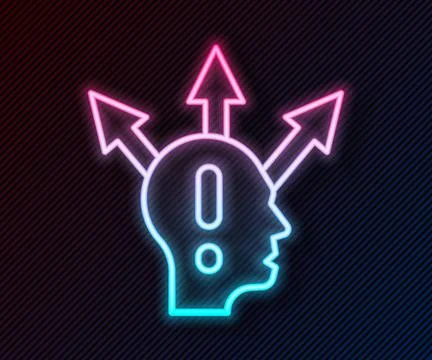 Glowing neon line Project team base icon isolated on black background. Busine Stock Illustration