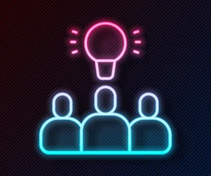 Glowing neon line Project team base icon isolated on black background. Business Illustrazione stock