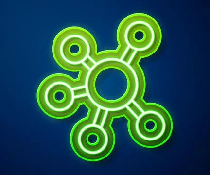 Glowing neon line Project team base icon isolated on blue background. Busin.. 스톡 일러스트