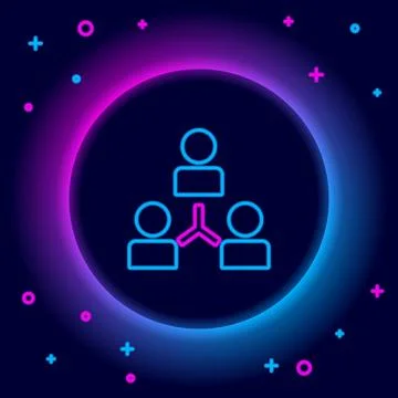 Glowing neon line Project team base icon isolated on black background. Busi.. Stock Illustration