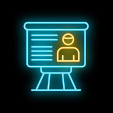 Glowing neon line projection screen showing user profile icon isolated on b.. Stock Illustration
