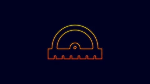 Glowing neon line Protractor grid for measuring degrees icon isolated on blue Video stock 227202063